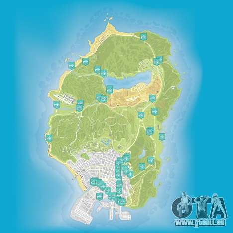Karte von Flügen, die unter der Brücke in Grand Theft Auto 5 Karte von Flügen, die unter der Brücke in Grand Theft Auto 5